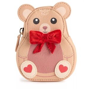 Adorable Bear Coin Purse with Red Bow LC Lauren Conrad Holiday Coin Pouch Wallet
